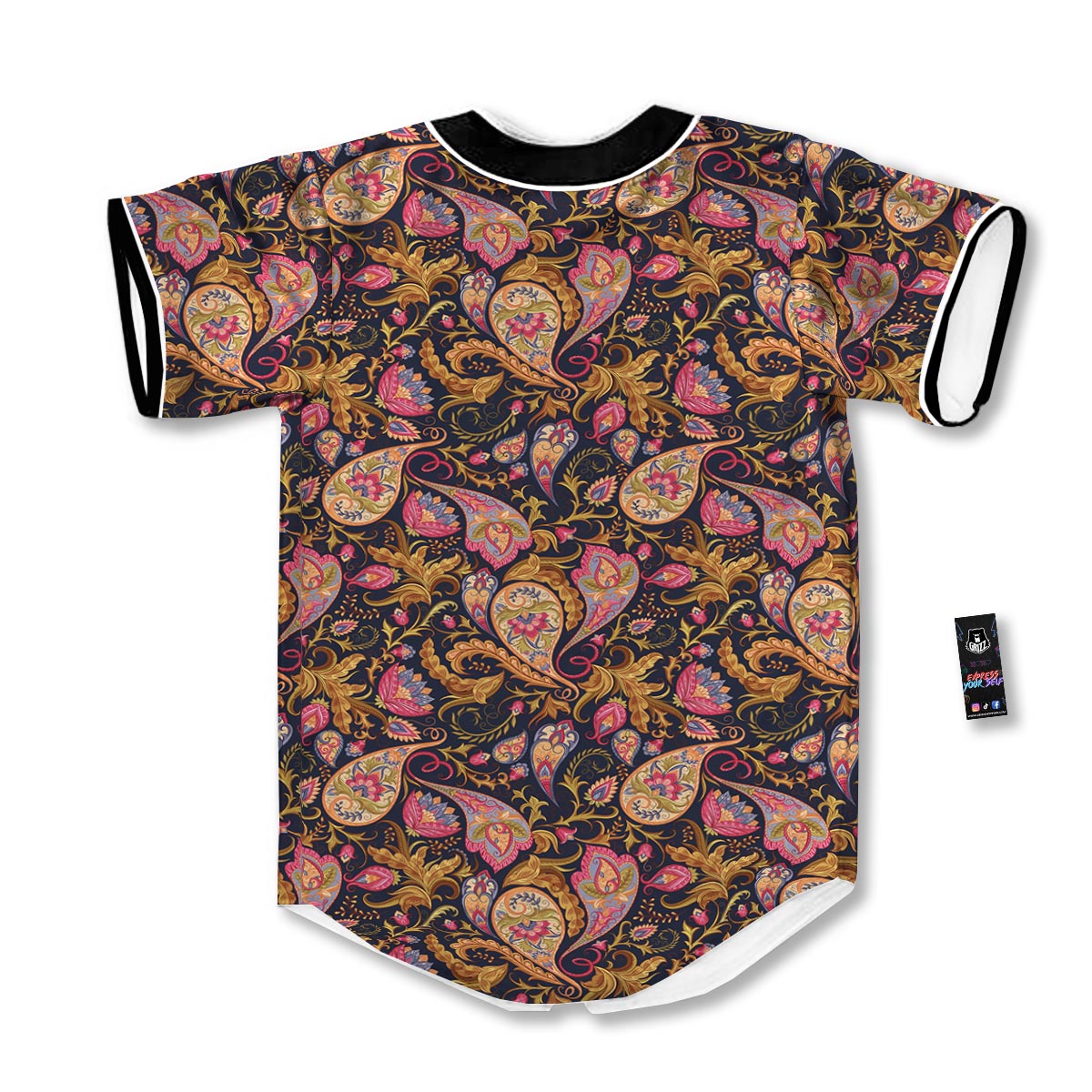 Paisley Indian Retro Print Pattern Baseball Jersey-grizzshop