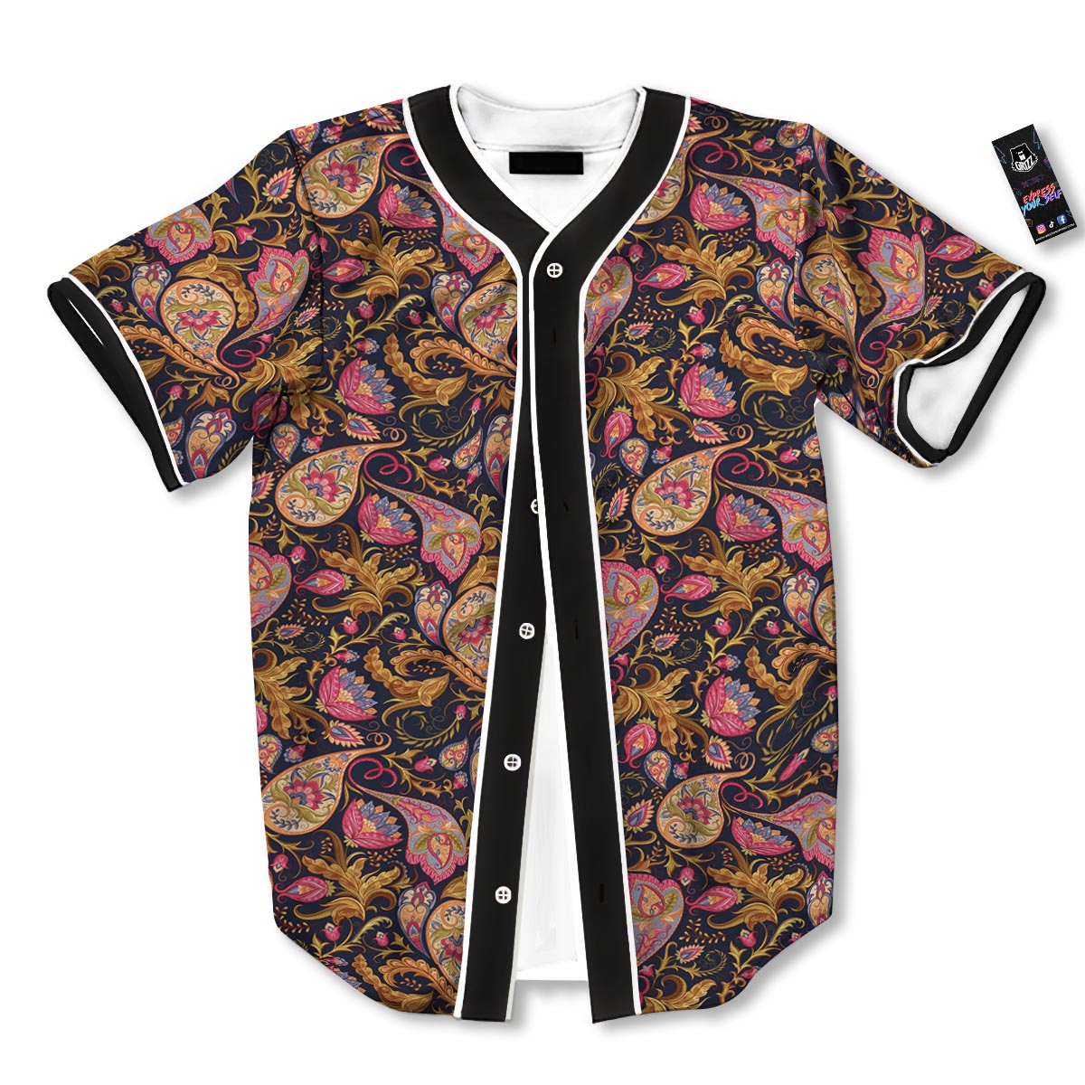 Paisley Indian Retro Print Pattern Baseball Jersey-grizzshop