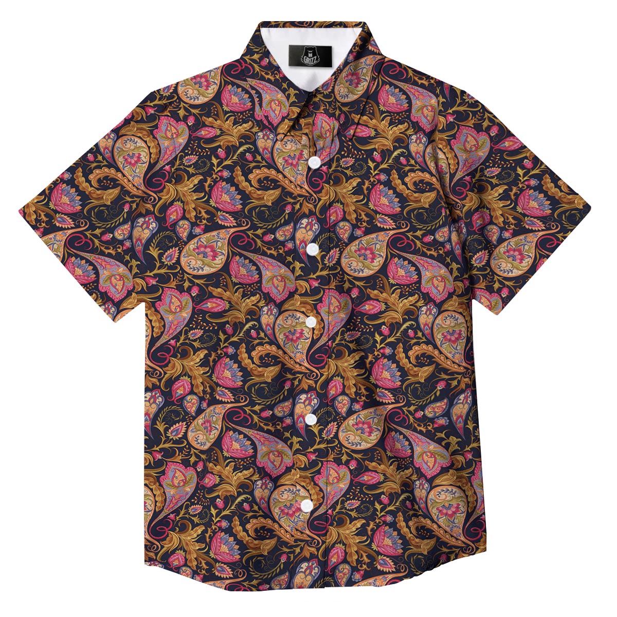 Paisley Indian Retro Print Pattern Button Up Shirt-grizzshop