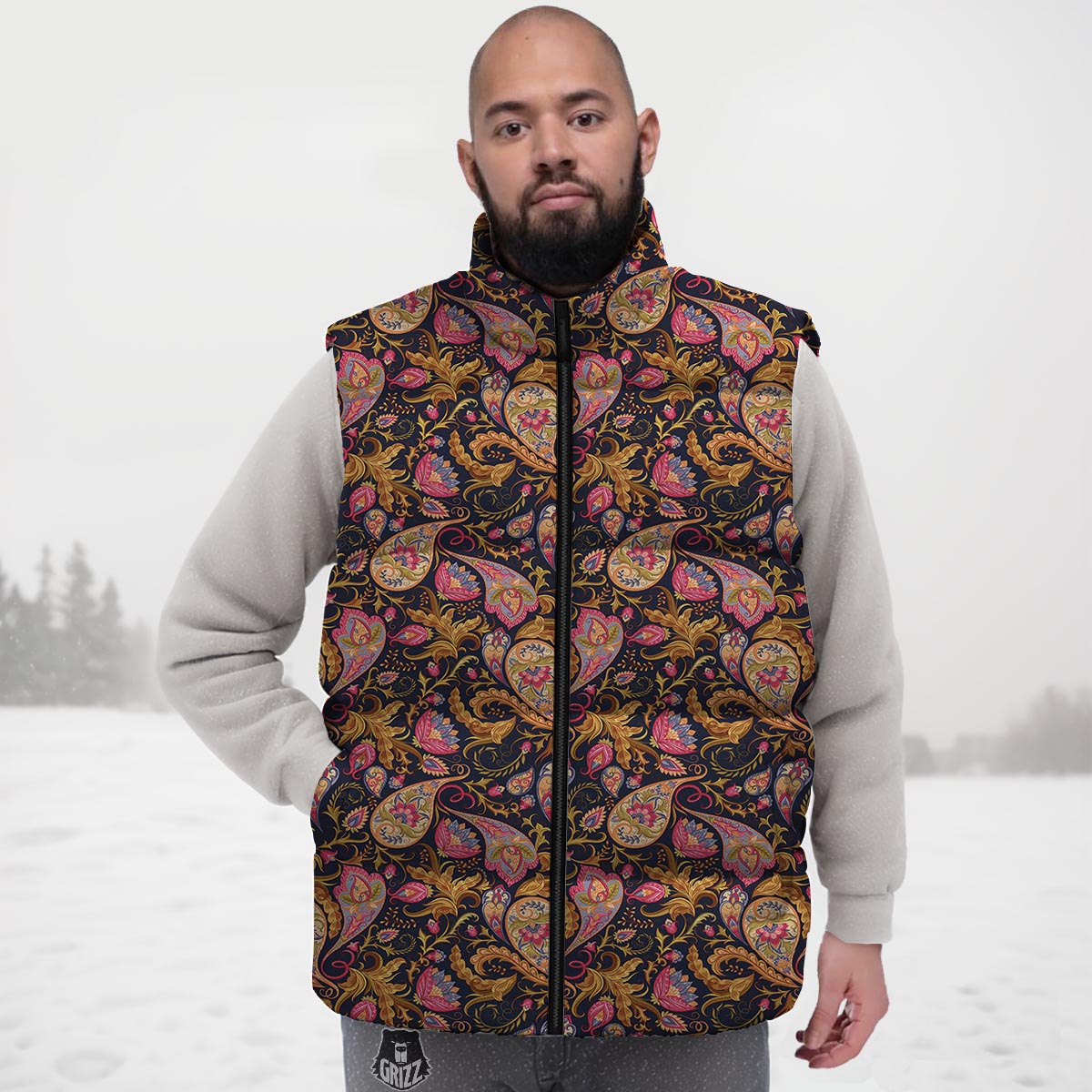 Paisley Indian Retro Print Pattern Down Vest