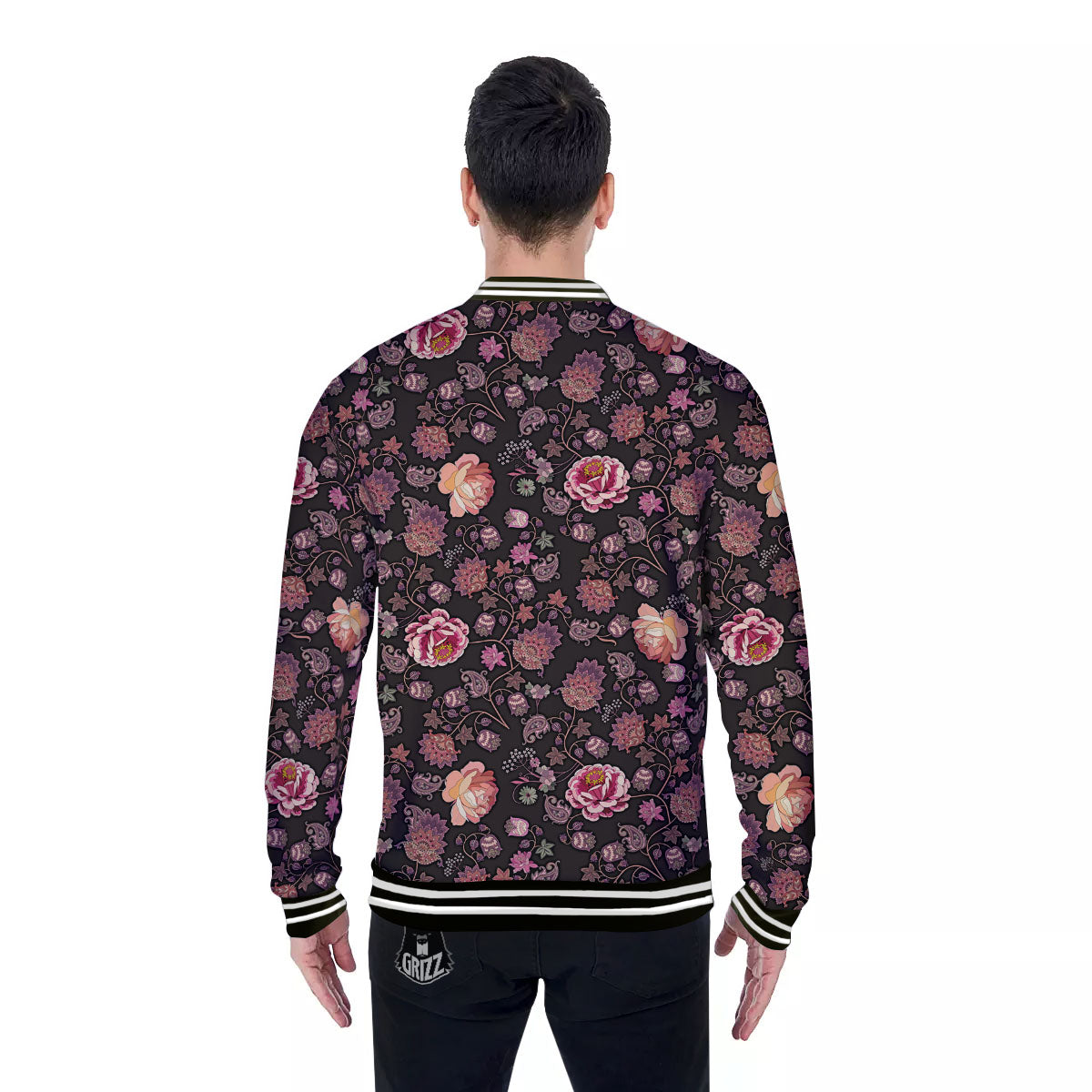 Paisley Indian Rose Print Pattern Baseball Jacket-grizzshop