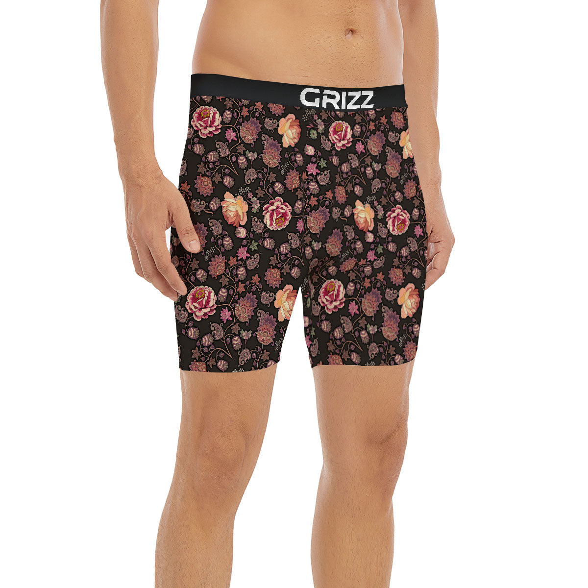 Paisley Indian Rose Print Pattern Boxer Briefs-grizzshop