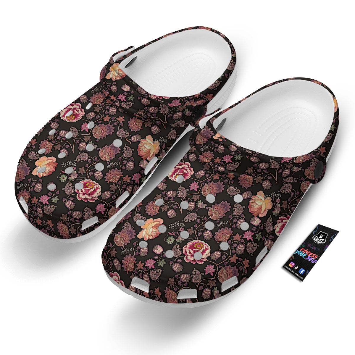 Paisley Indian Rose Print Pattern Clog-grizzshop