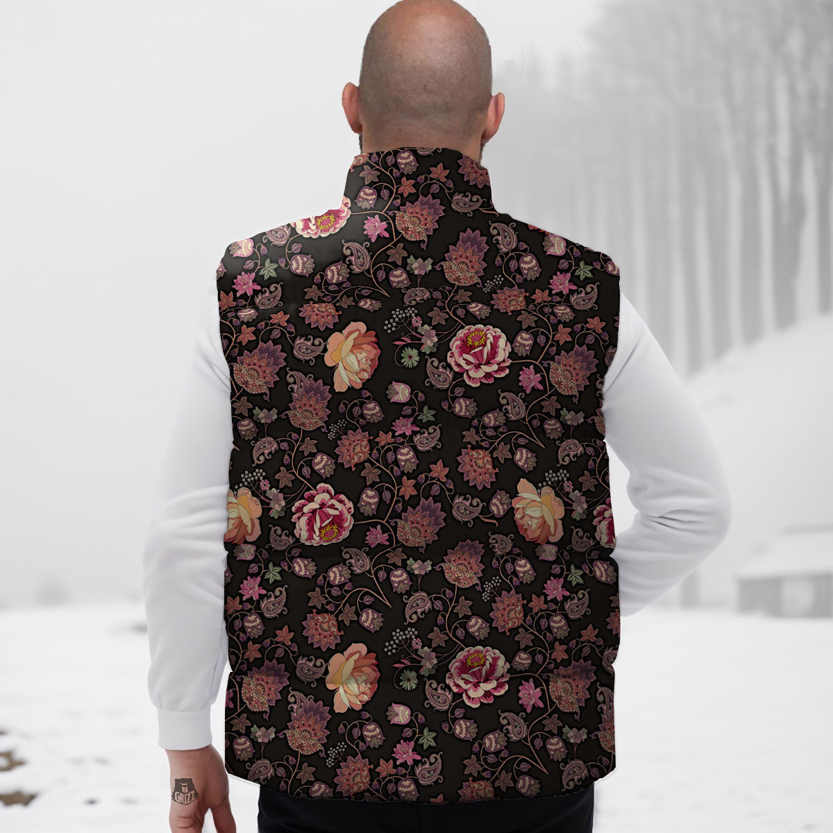 Paisley Indian Rose Print Pattern Down Vest