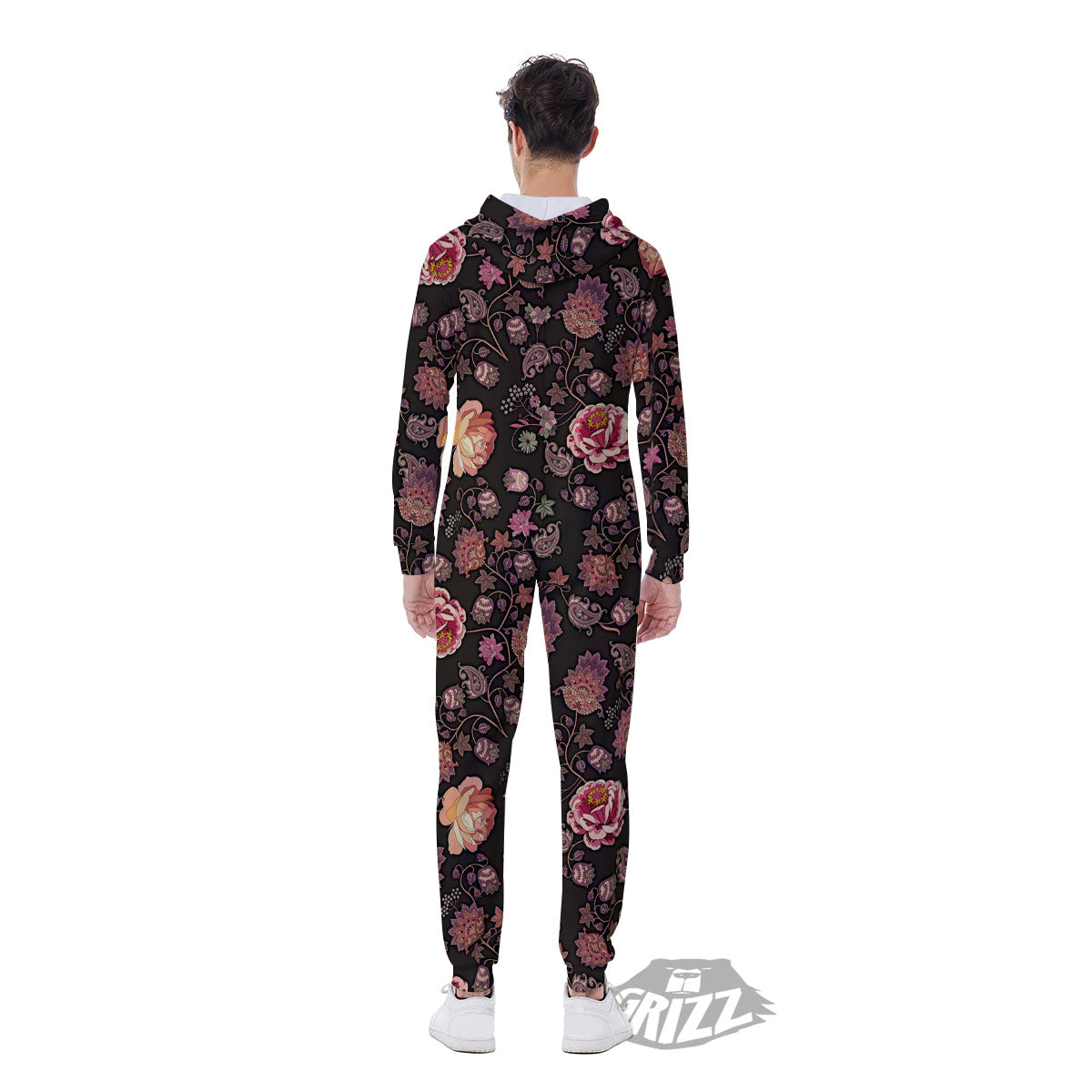 Paisley Indian Rose Print Pattern Men's Jumpsuit-grizzshop