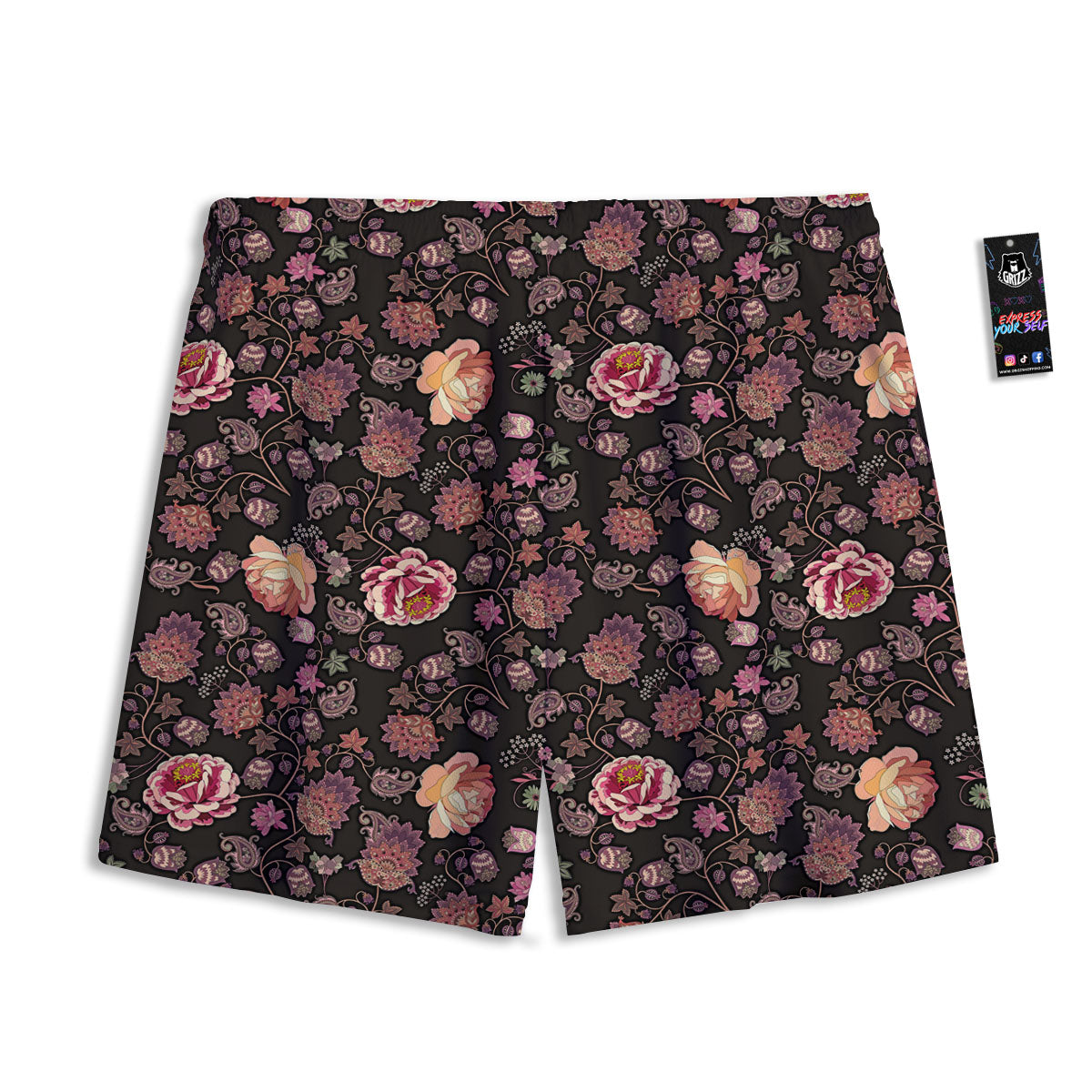 Paisley Indian Rose Print Pattern Mesh Shorts