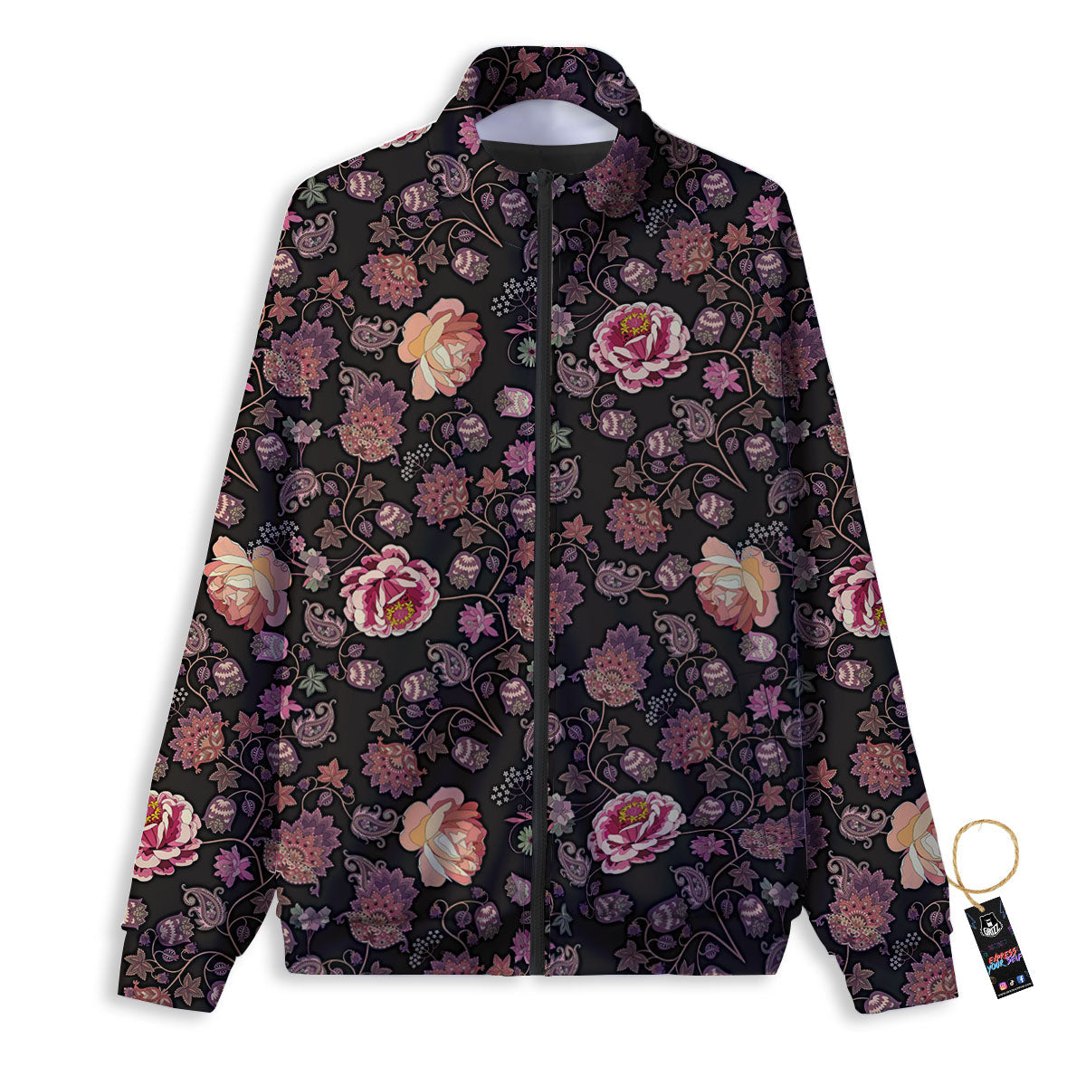 Paisley Indian Rose Print Pattern Track Jacket-grizzshop