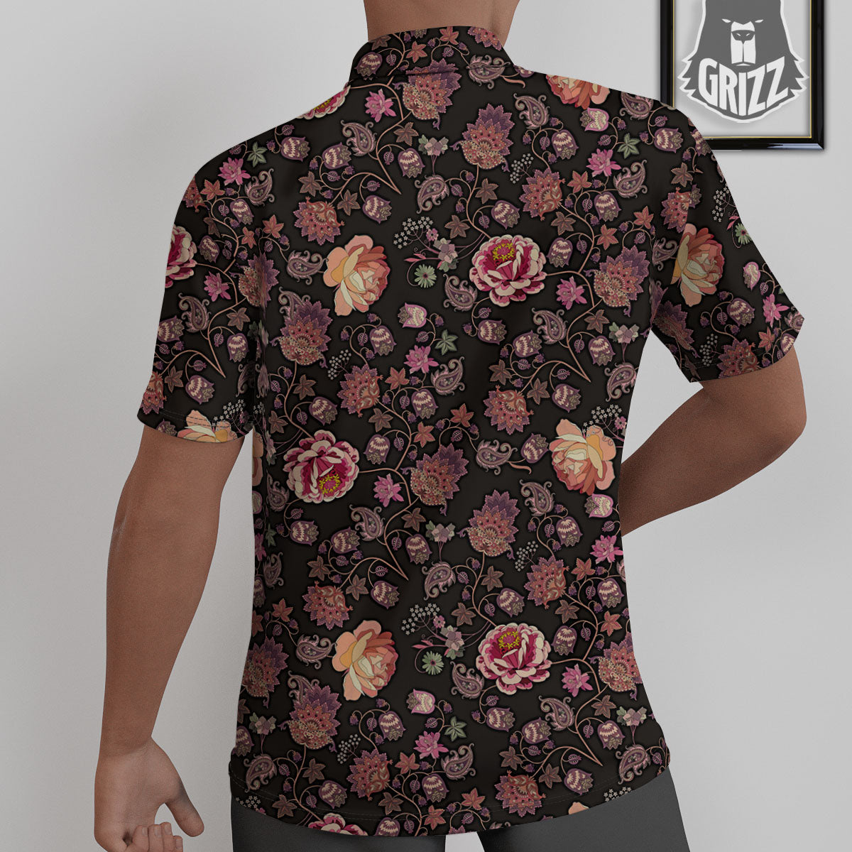 Paisley Indian Rose Print Pattern Untucked Shirts-grizzshop