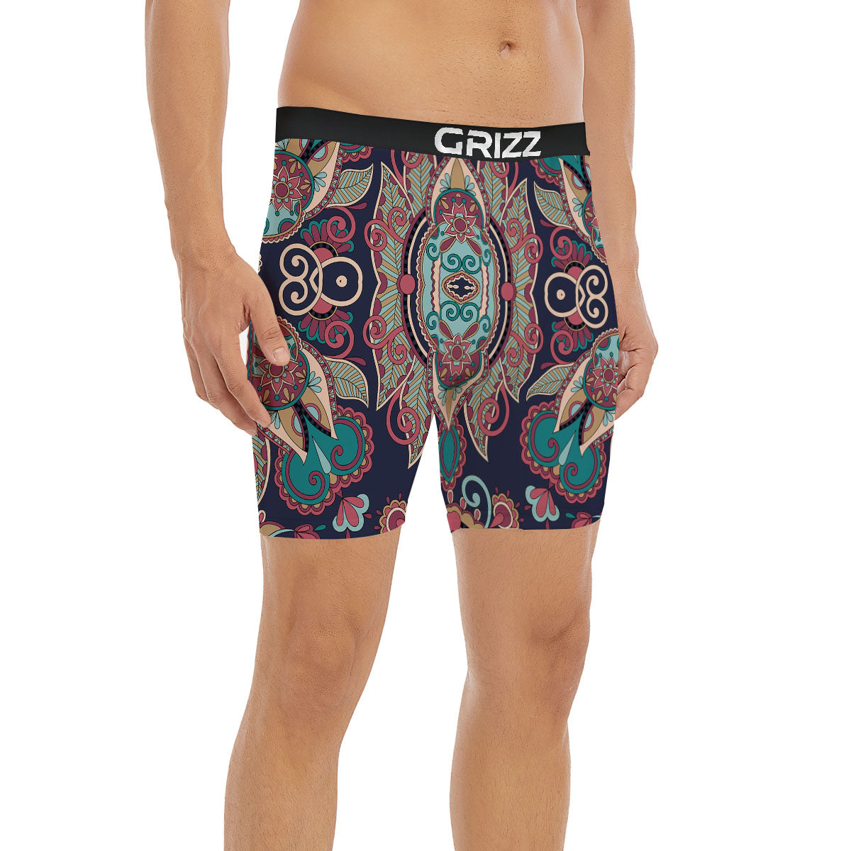 Paisley Mandala Ornamental Print Boxer Briefs-grizzshop