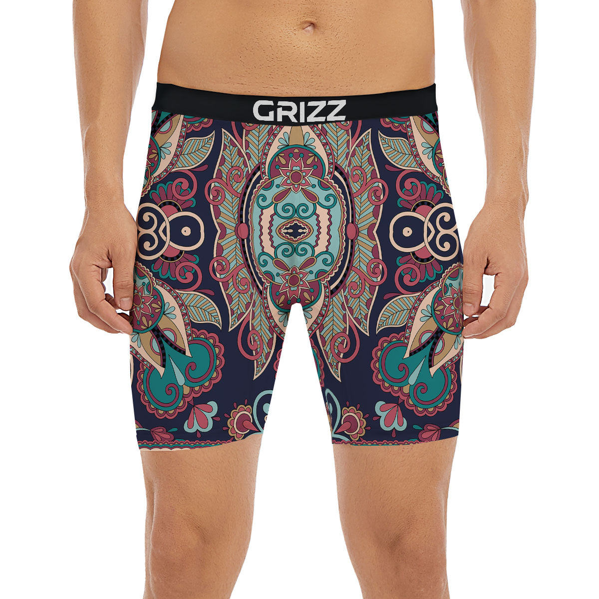 Paisley Mandala Ornamental Print Boxer Briefs-grizzshop