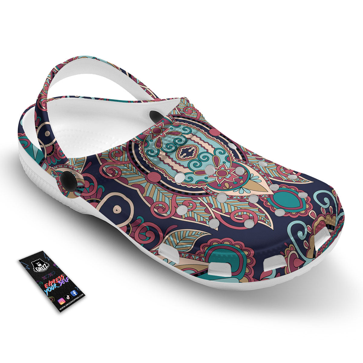 Paisley Mandala Ornamental Print Clog-grizzshop