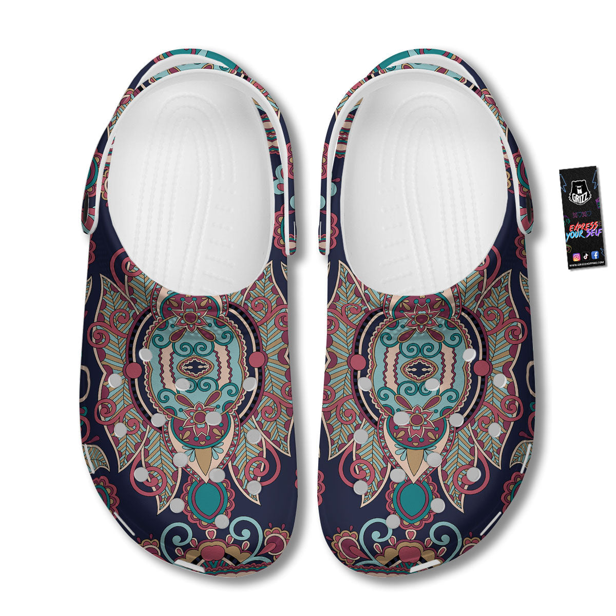 Paisley Mandala Ornamental Print Clog-grizzshop