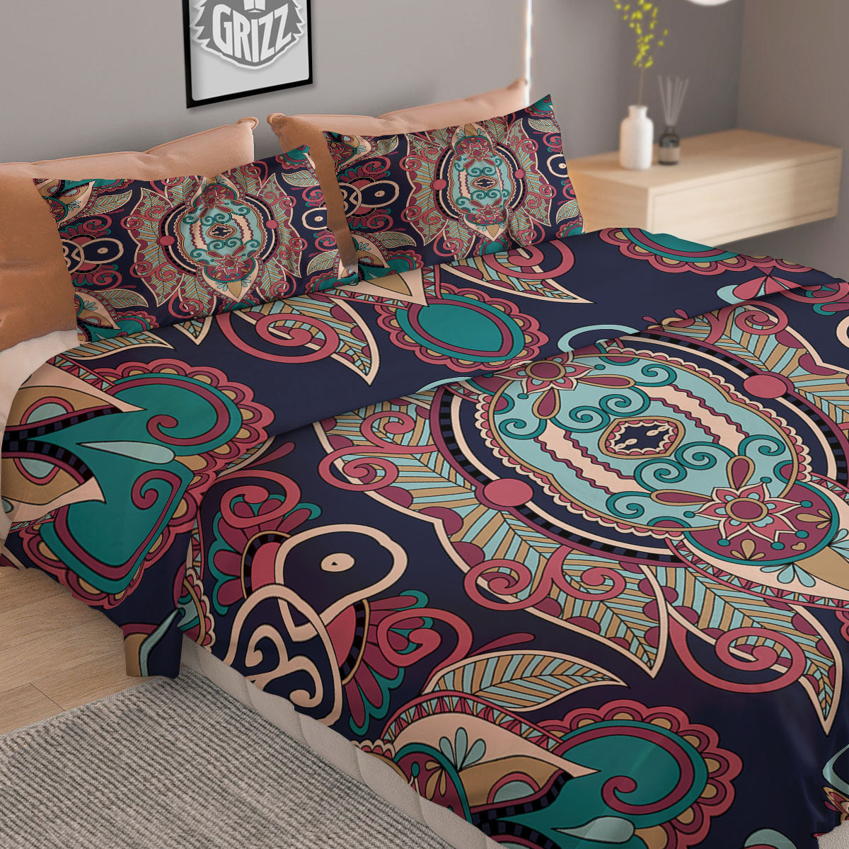 Paisley Mandala Ornamental Print Duvet Cover Bedding Set