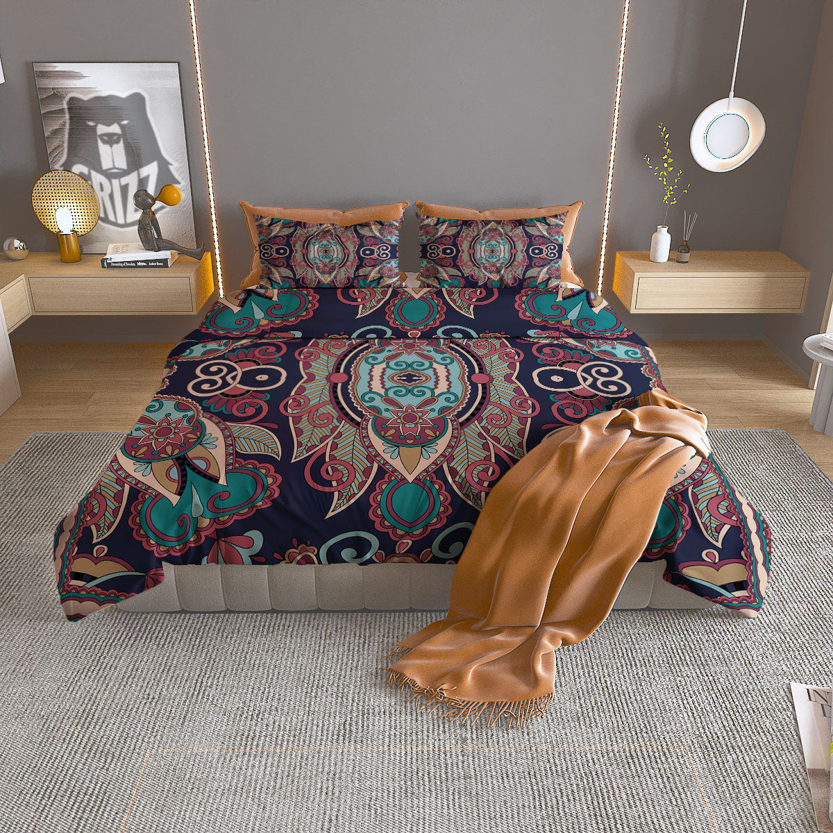 Paisley Mandala Ornamental Print Duvet Cover Bedding Set