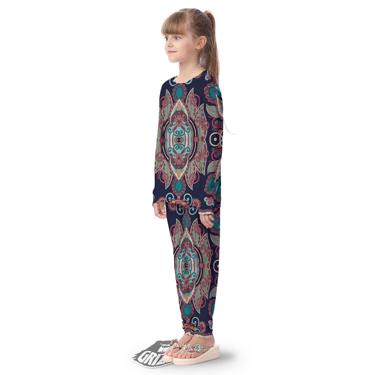 Paisley Mandala Ornamental Print Kid's Pajamas-grizzshop
