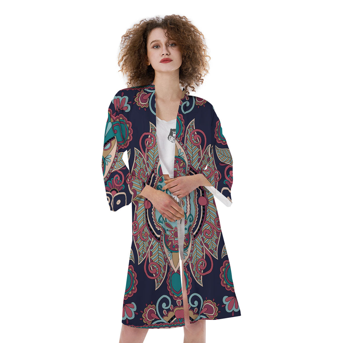 Paisley Mandala Ornamental Print Kimono-grizzshop