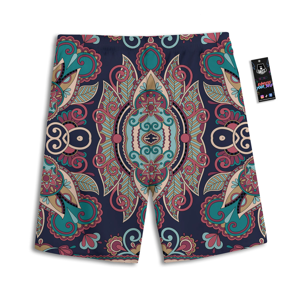 Paisley Mandala Ornamental Print Men's Athletic Shorts