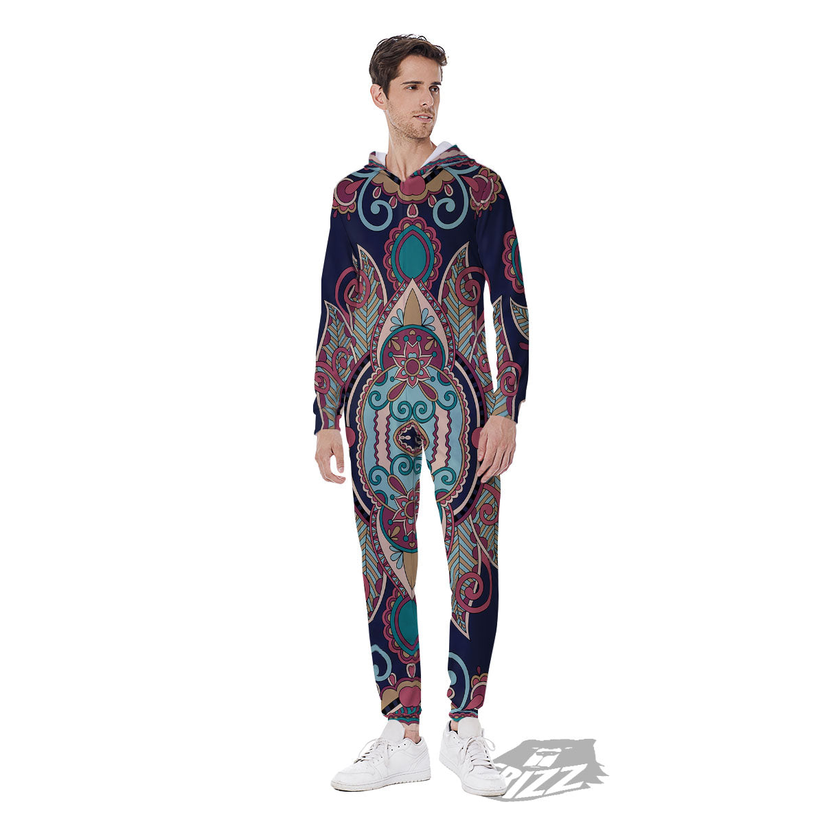Paisley Mandala Ornamental Print Men's Jumpsuit-grizzshop