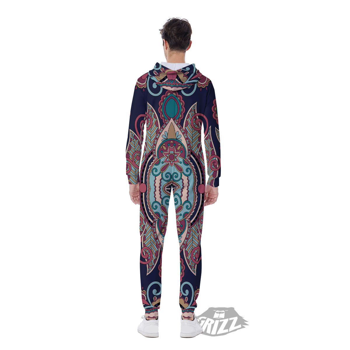 Paisley Mandala Ornamental Print Men's Jumpsuit-grizzshop