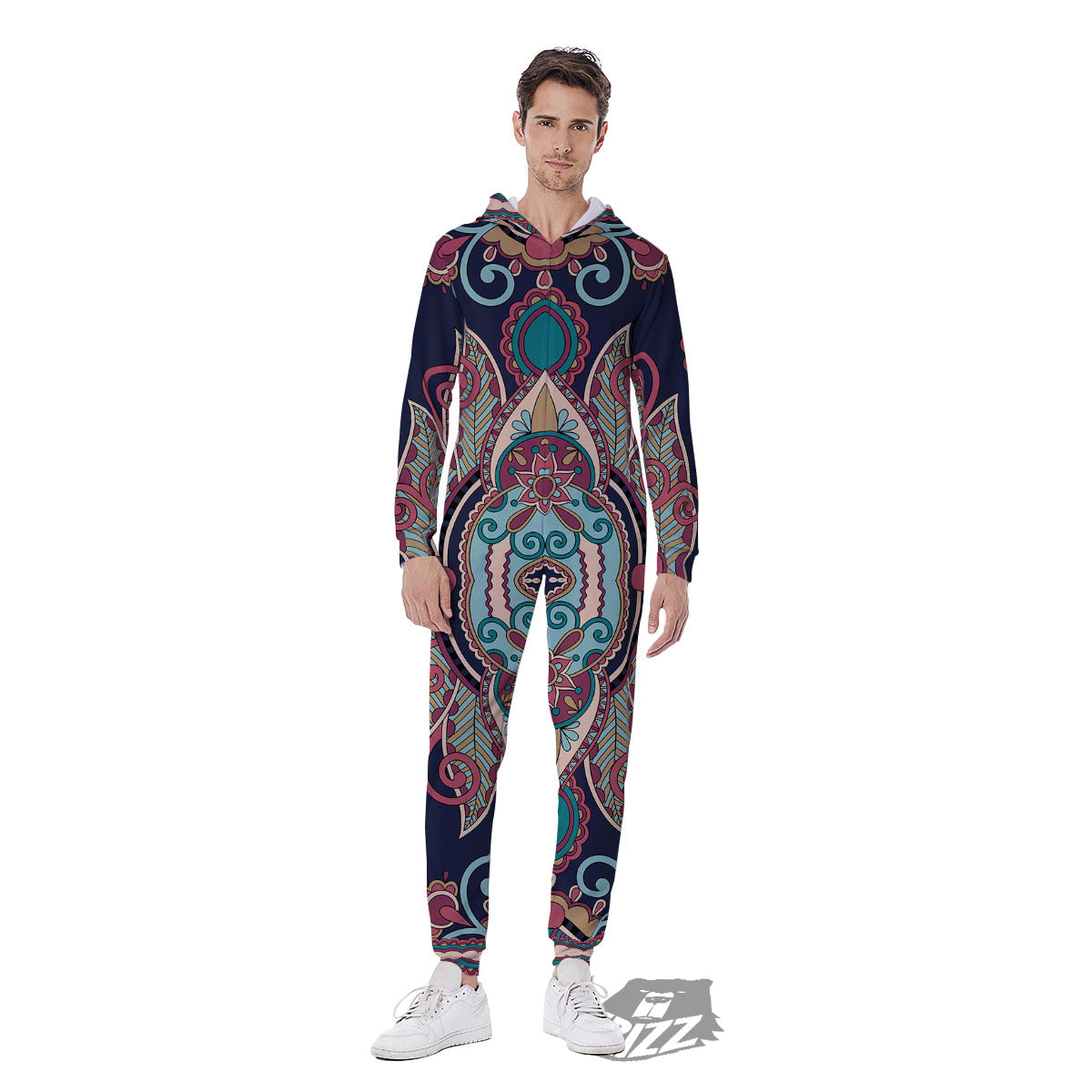 Paisley Mandala Ornamental Print Men's Jumpsuit-grizzshop