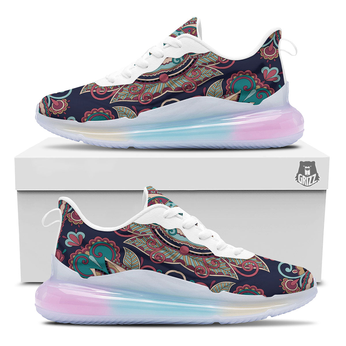 Paisley Mandala Ornamental Print Running Sneakers-grizzshop