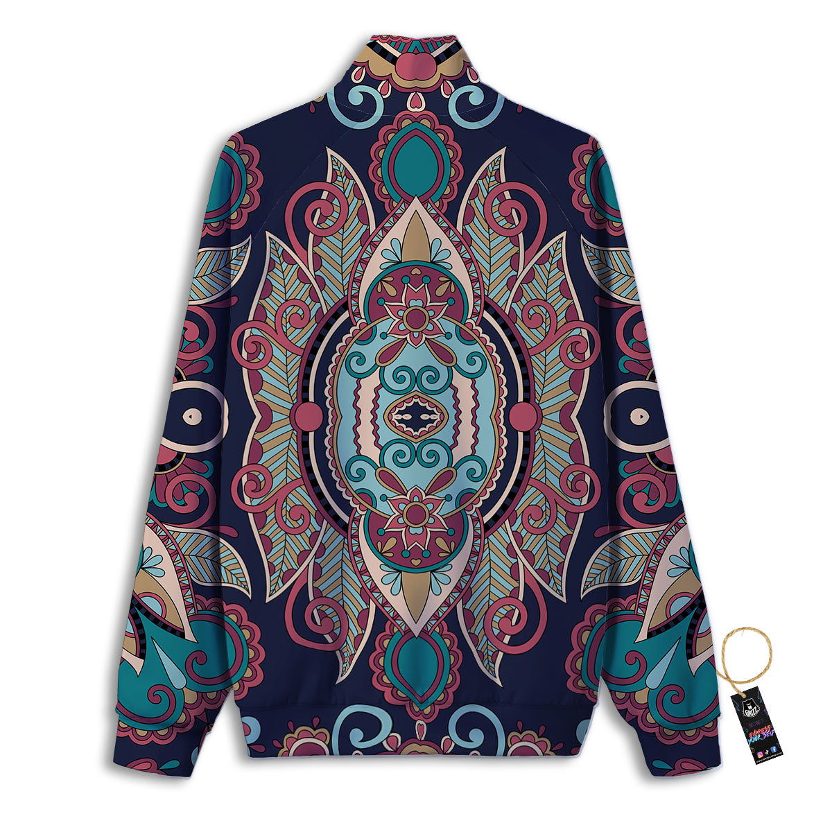 Paisley Mandala Ornamental Print Track Jacket-grizzshop