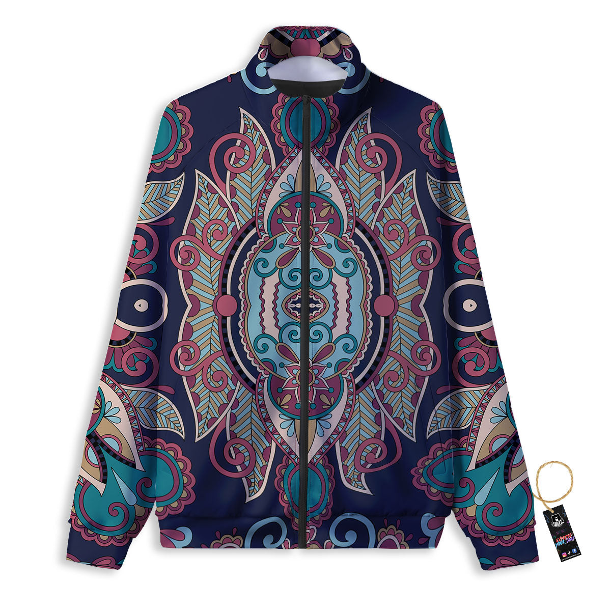 Paisley Mandala Ornamental Print Track Jacket-grizzshop