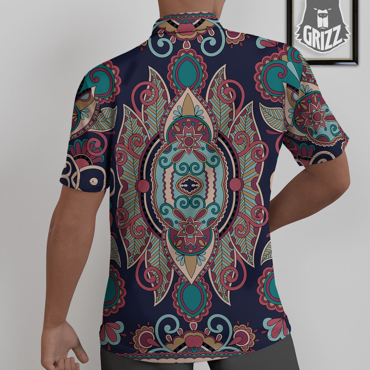 Paisley Mandala Ornamental Print Untucked Shirts-grizzshop