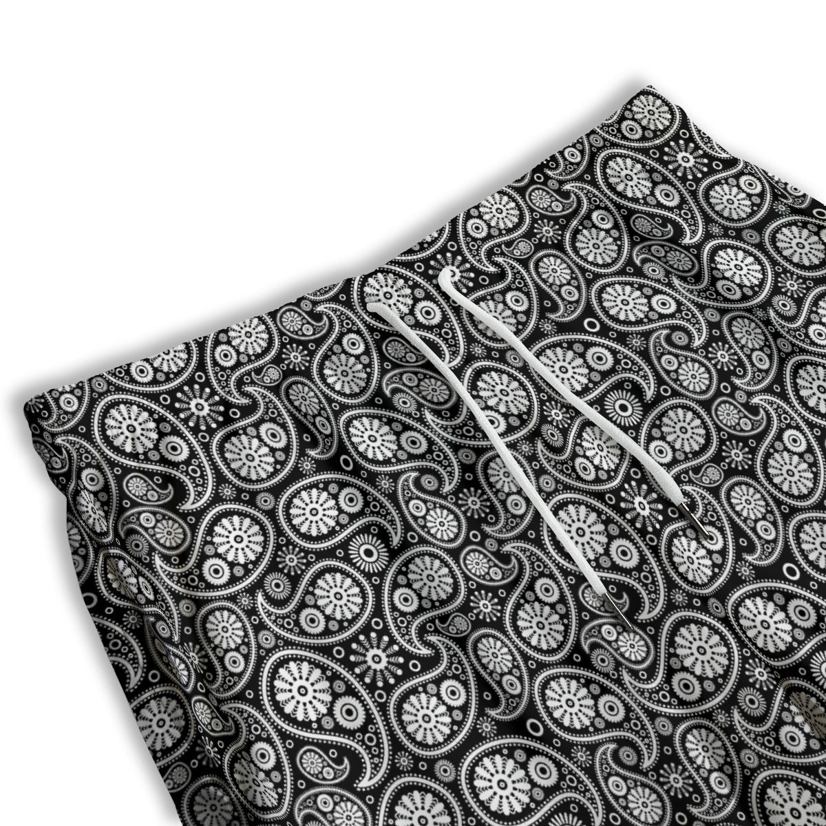 Paisley Ornament Black White And Flora Print Pattern Men's Athletic Shorts