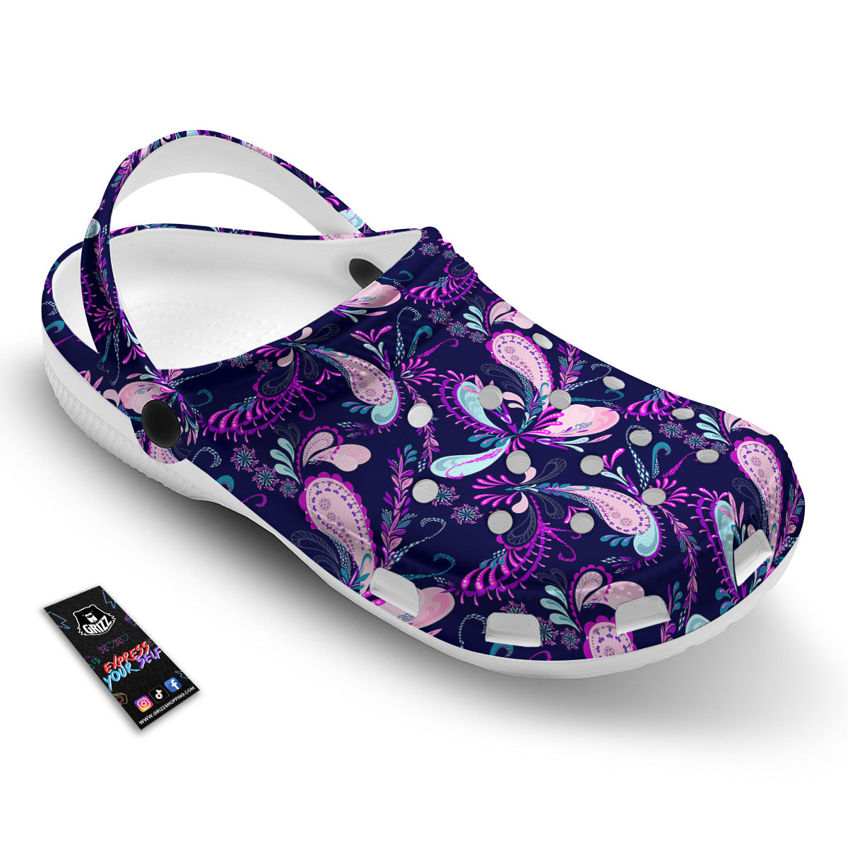 Paisley Pink And Purple Print Pattern Clog-grizzshop