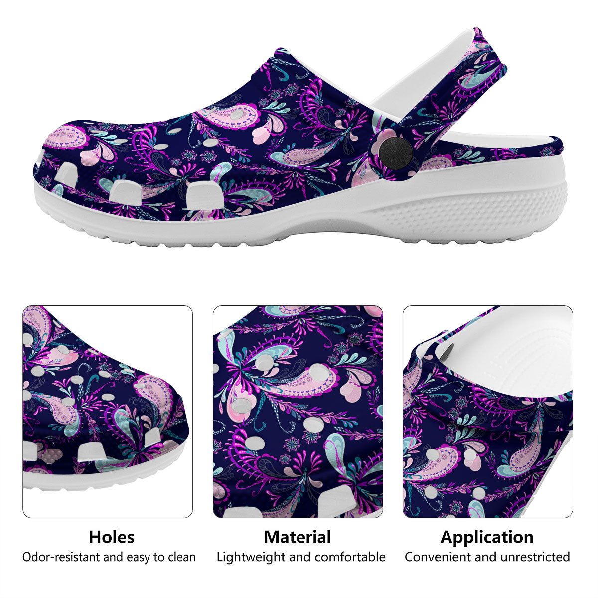 Paisley Pink And Purple Print Pattern Clog-grizzshop