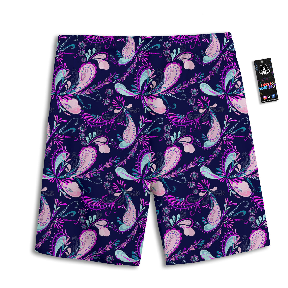 Paisley Pink And Purple Print Pattern Men's Athletic Shorts
