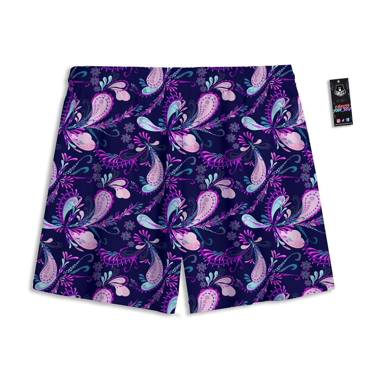 Paisley Pink And Purple Print Pattern Mesh Shorts