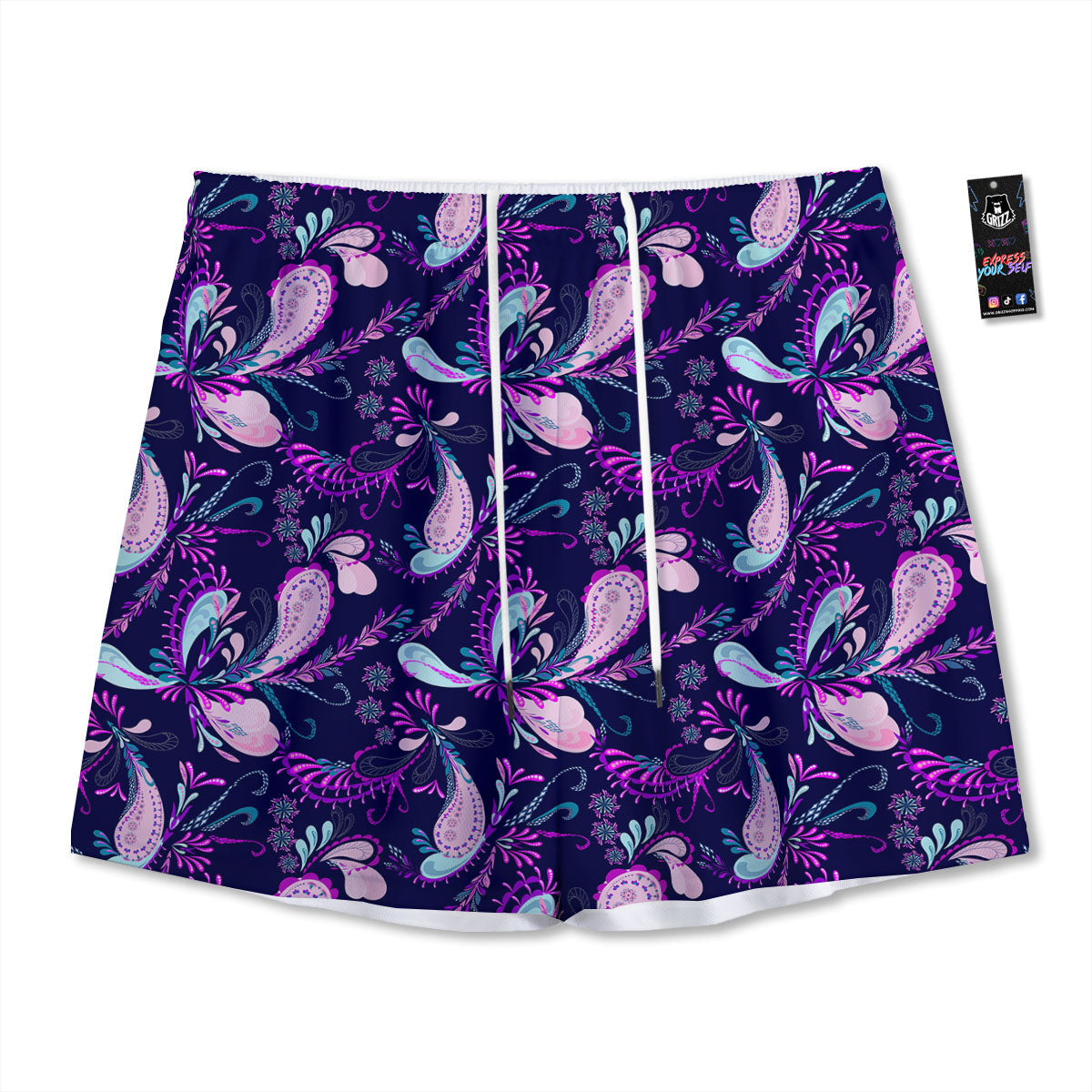 Paisley Pink And Purple Print Pattern Mesh Shorts