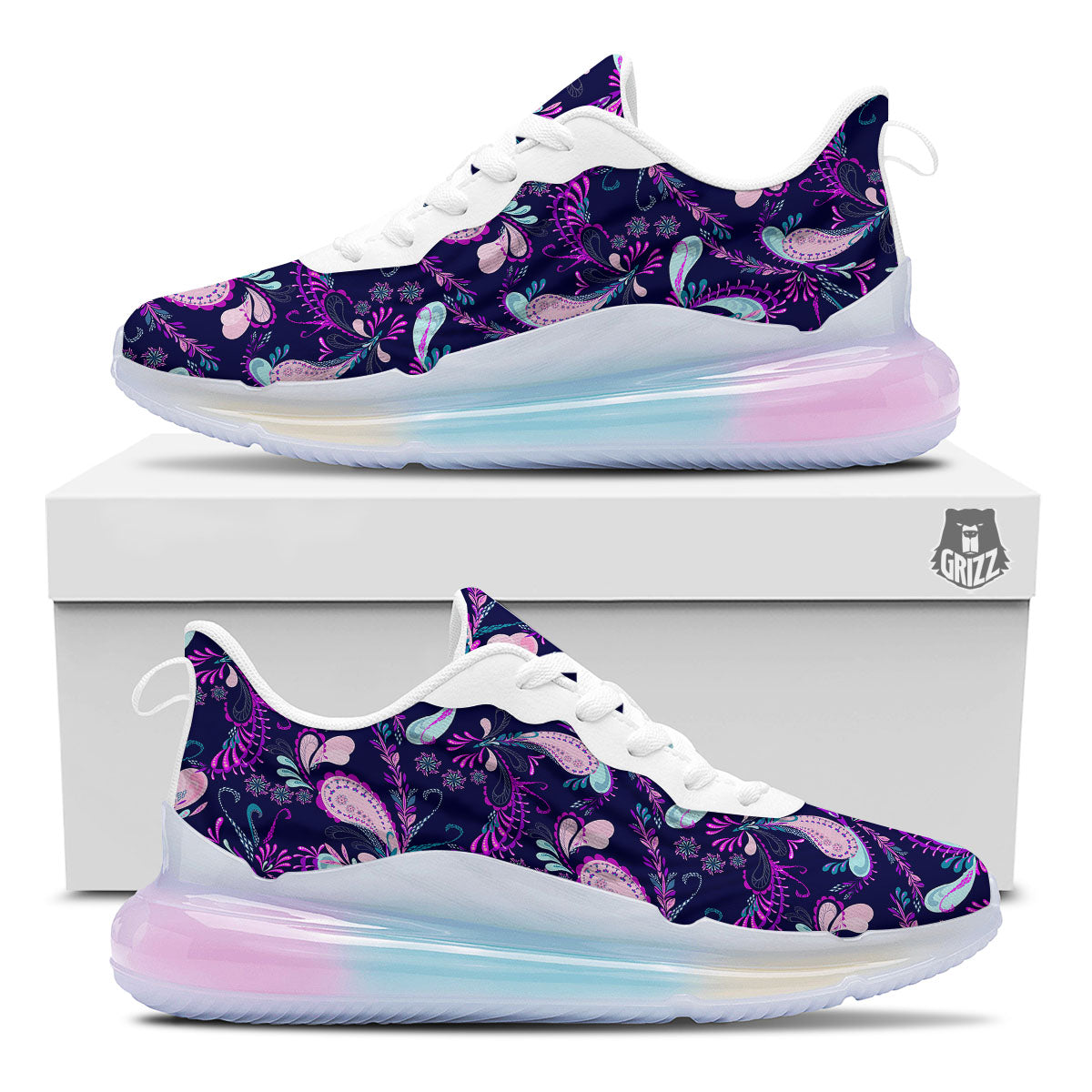 Paisley Pink And Purple Print Pattern Running Sneakers-grizzshop