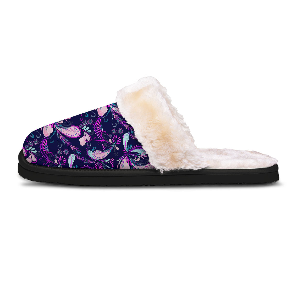 Paisley Pink And Purple Print Pattern Slippers-grizzshop