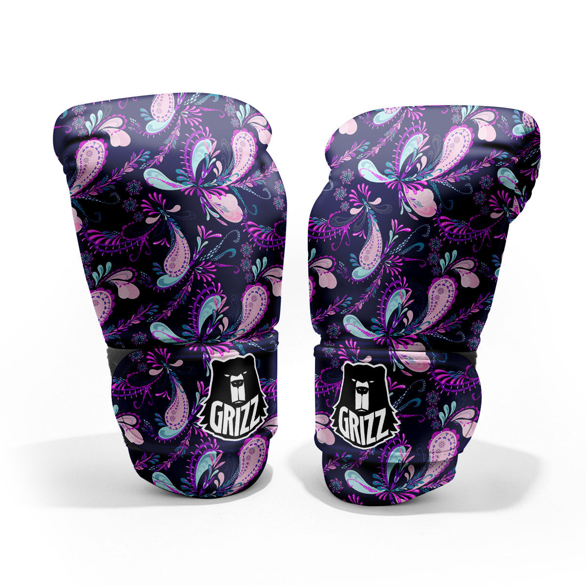 Paisley Pink And Purple Print Pattern Pro Boxing Glove
