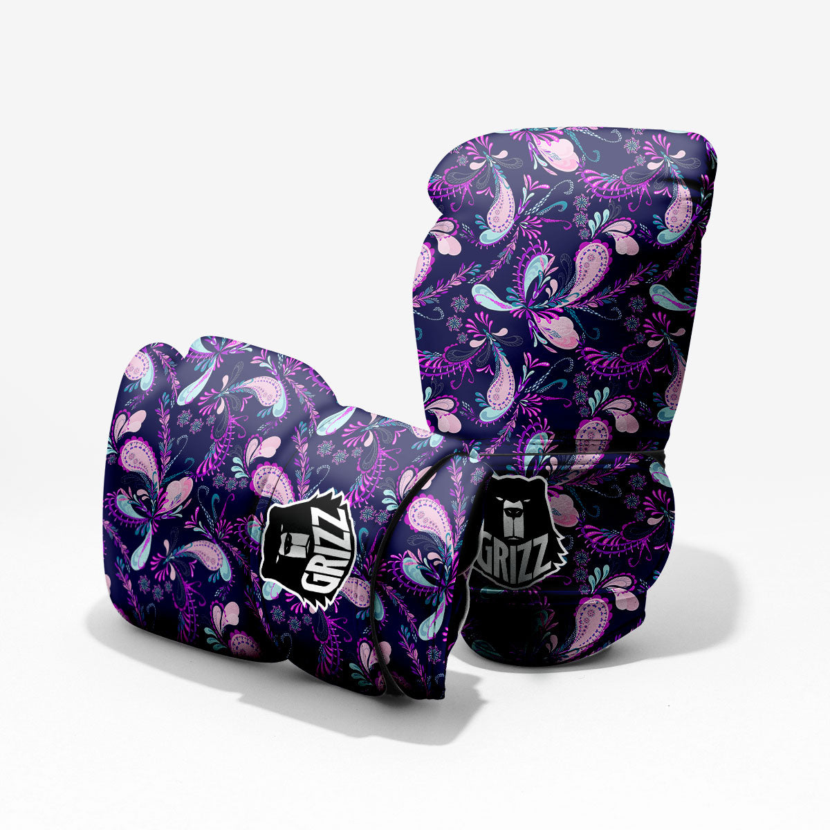 Paisley Pink And Purple Print Pattern Pro Boxing Glove