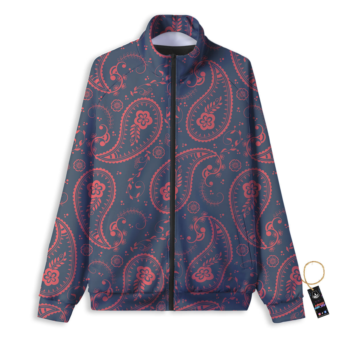 Paisley Pink And Purple Print Pattern Track Jacket-grizzshop