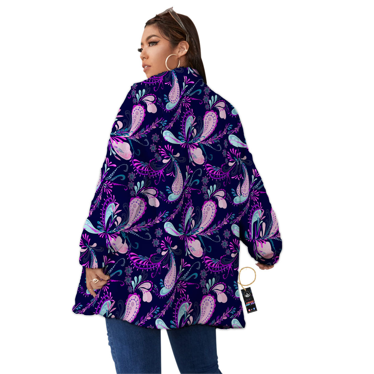 Paisley Pink And Purple Print Pattern Women's Sherpa Jacket-grizzshop