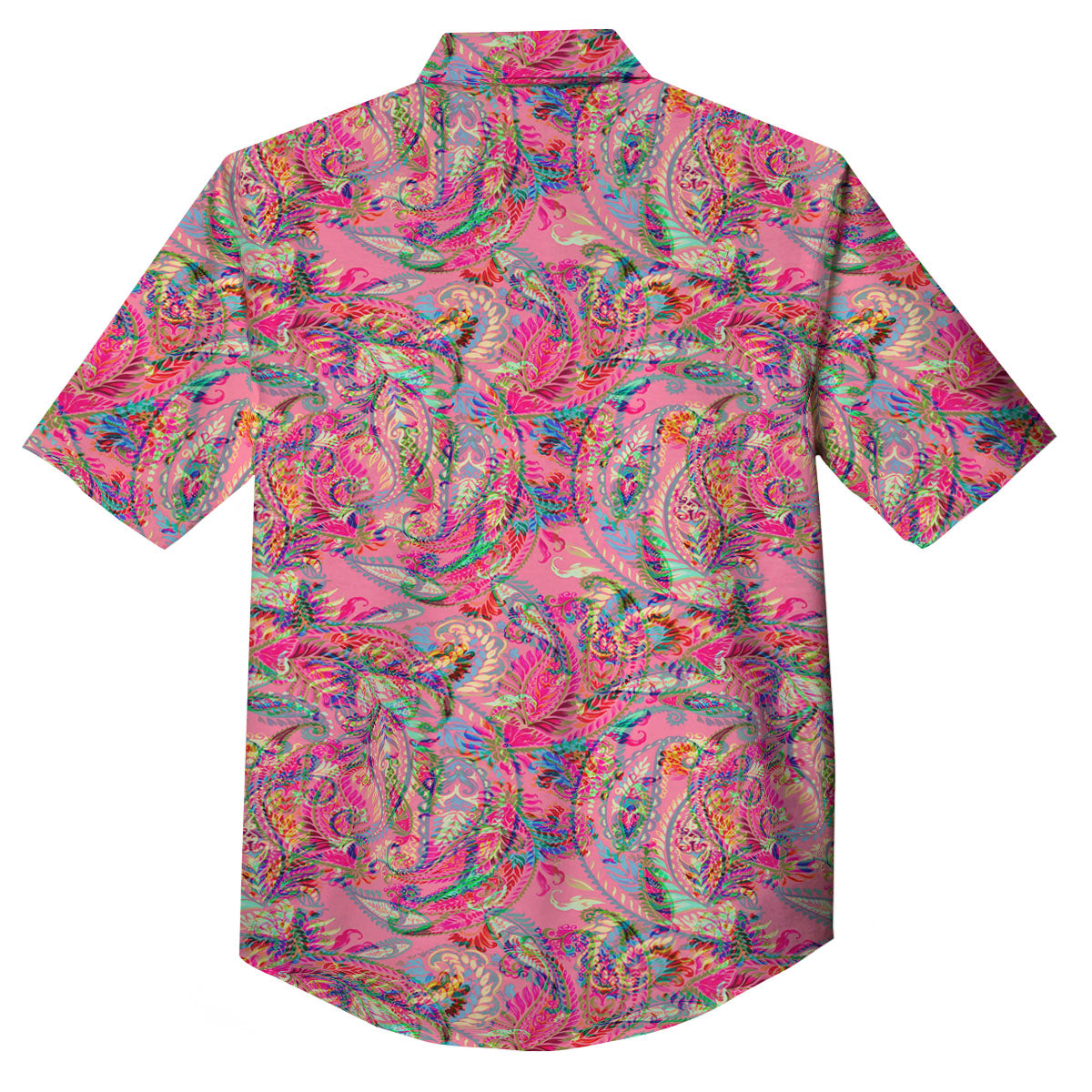 Paisley Pink Print Pattern Button Up Shirt-grizzshop