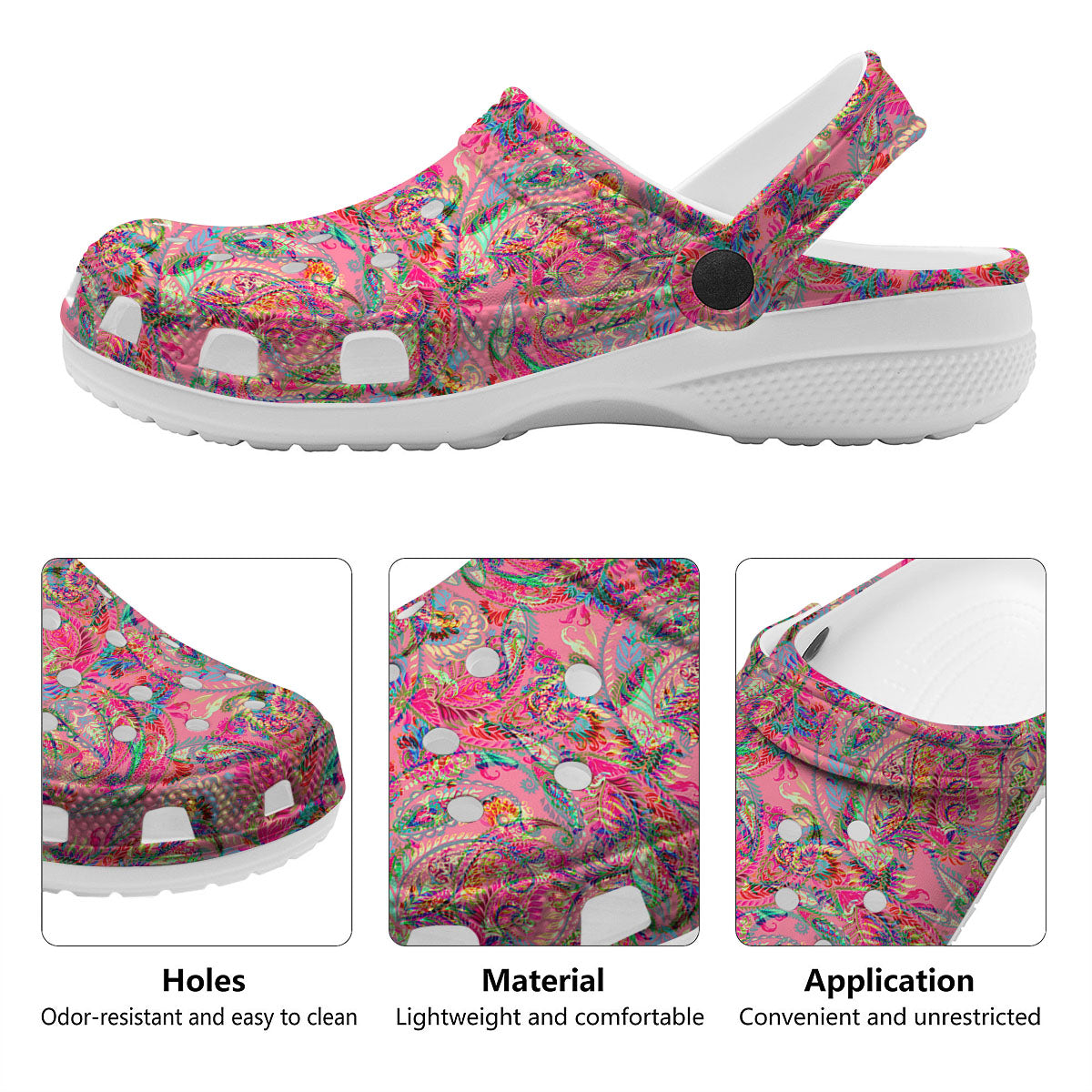 Paisley Pink Print Pattern Clog-grizzshop