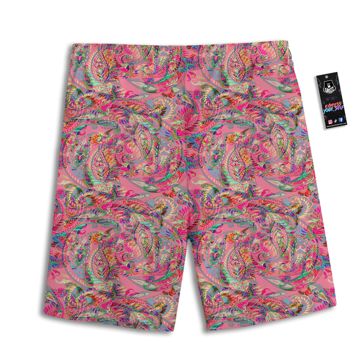 Paisley Pink Print Pattern Men's Athletic Shorts
