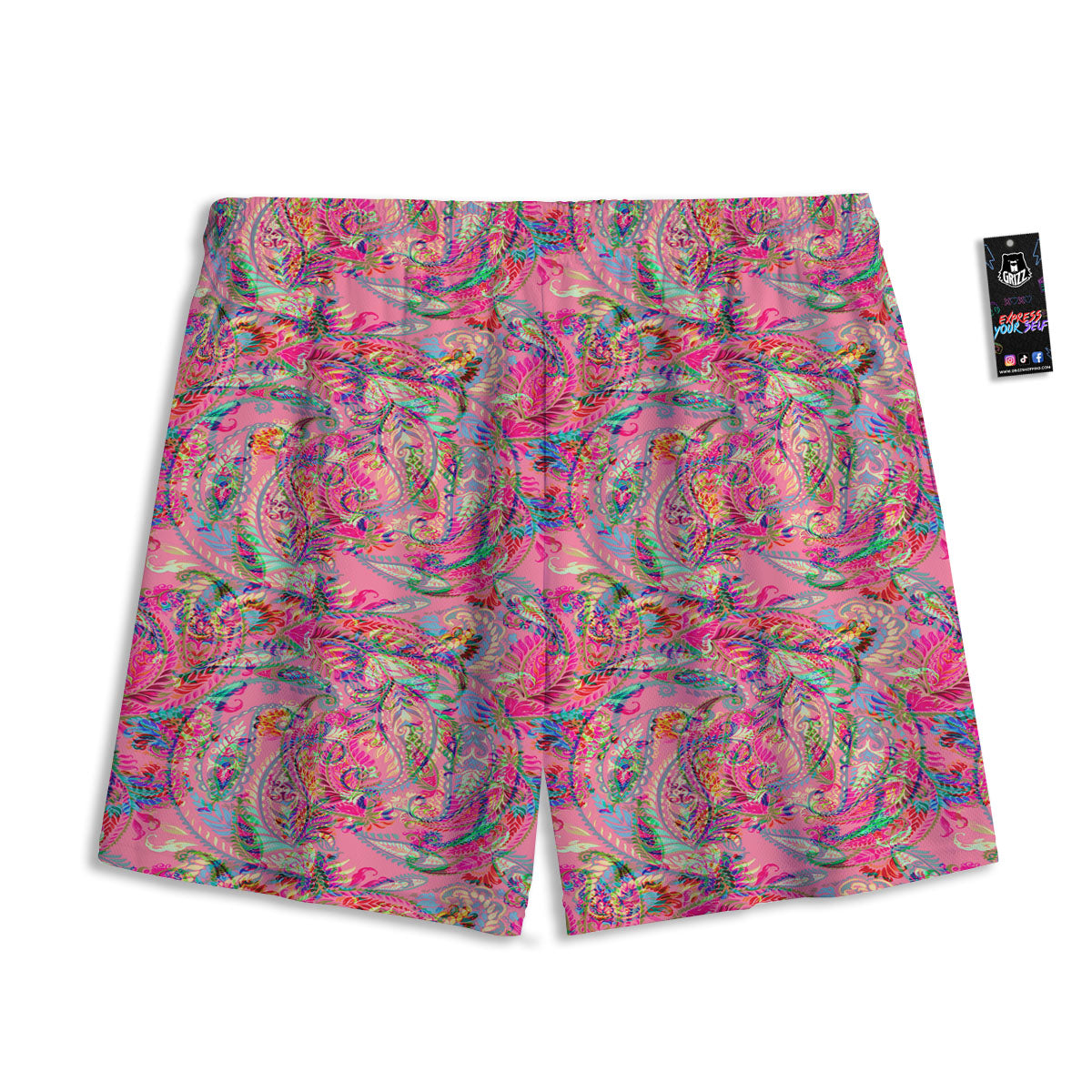 Paisley Pink Print Pattern Mesh Shorts