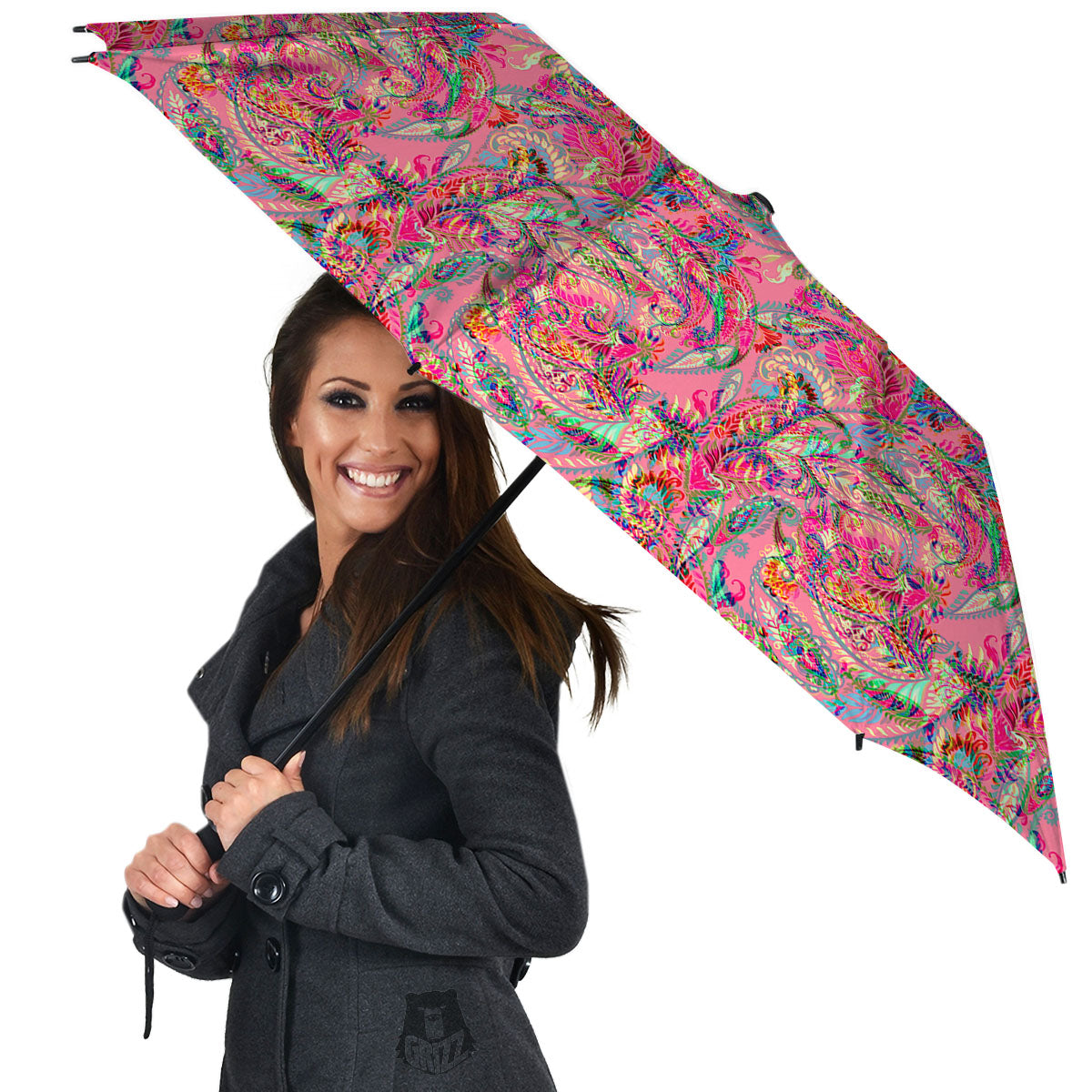 Paisley Pink Print Pattern Umbrella-grizzshop