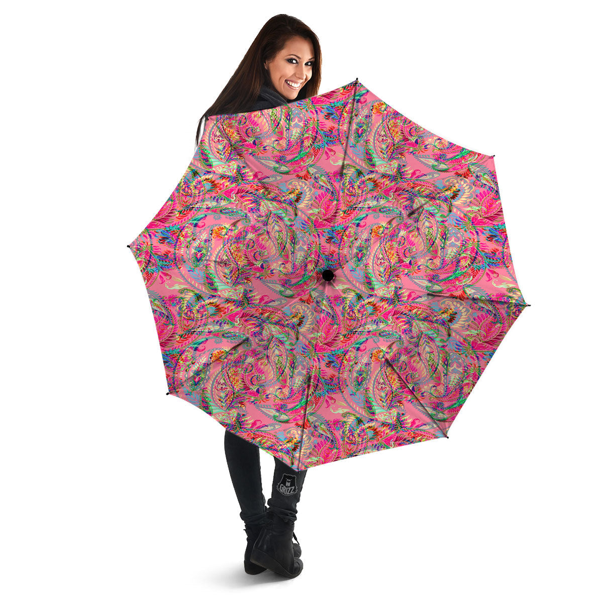 Paisley Pink Print Pattern Umbrella-grizzshop