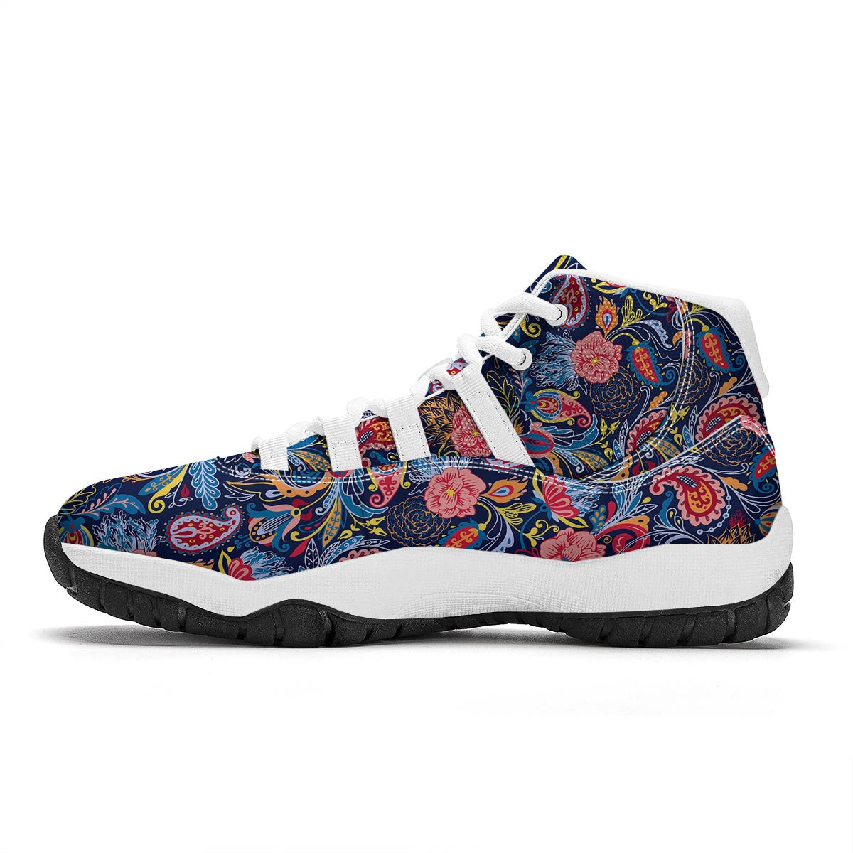 Paisley Print White Bball Shoes-grizzshop