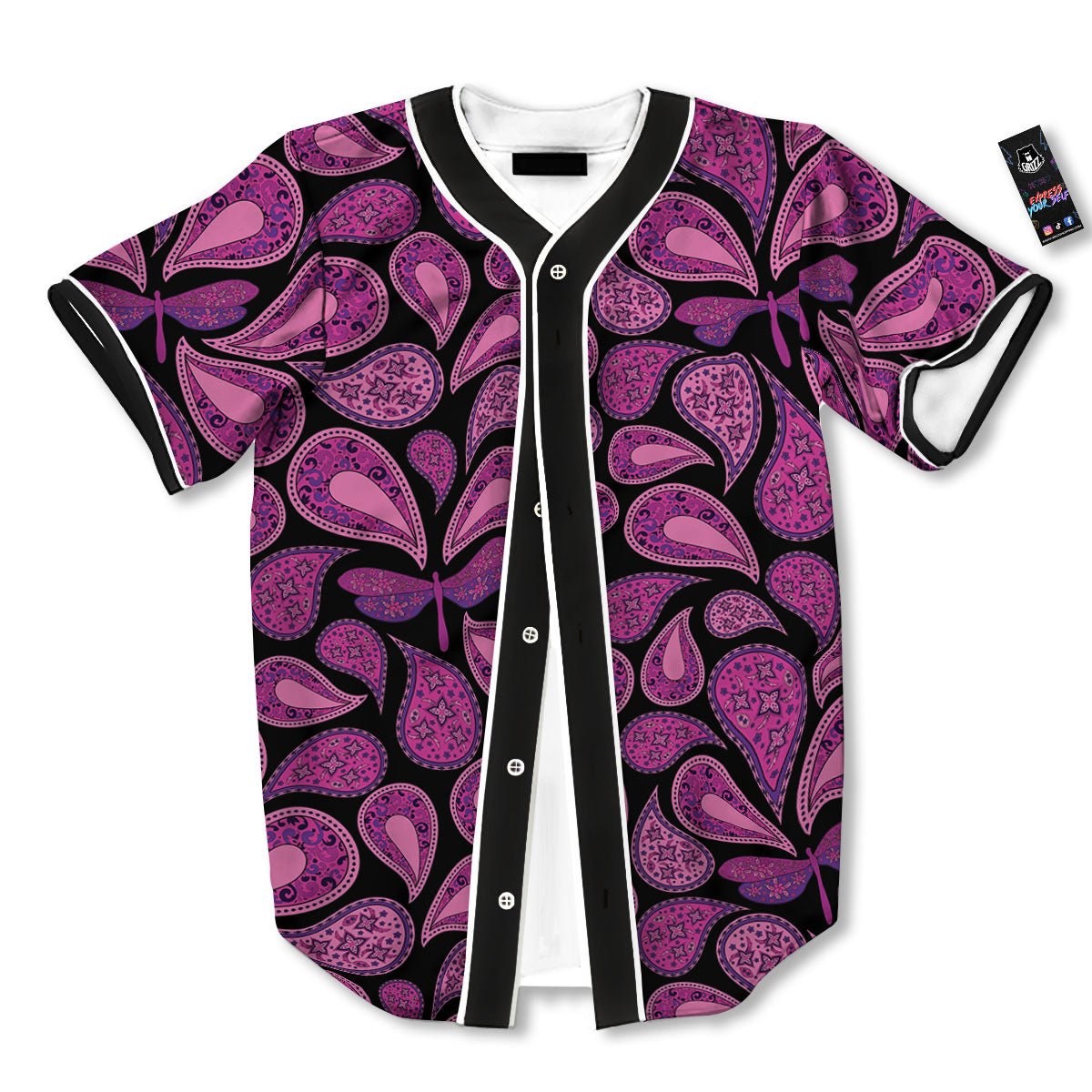 Paisley Purple Print Pattern Baseball Jersey-grizzshop