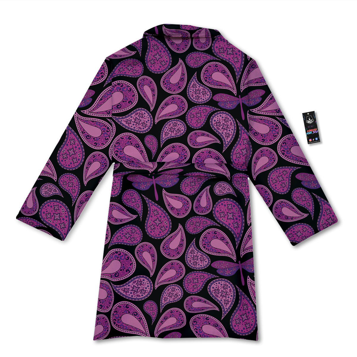 Paisley Purple Print Pattern Bathrobe-grizzshop