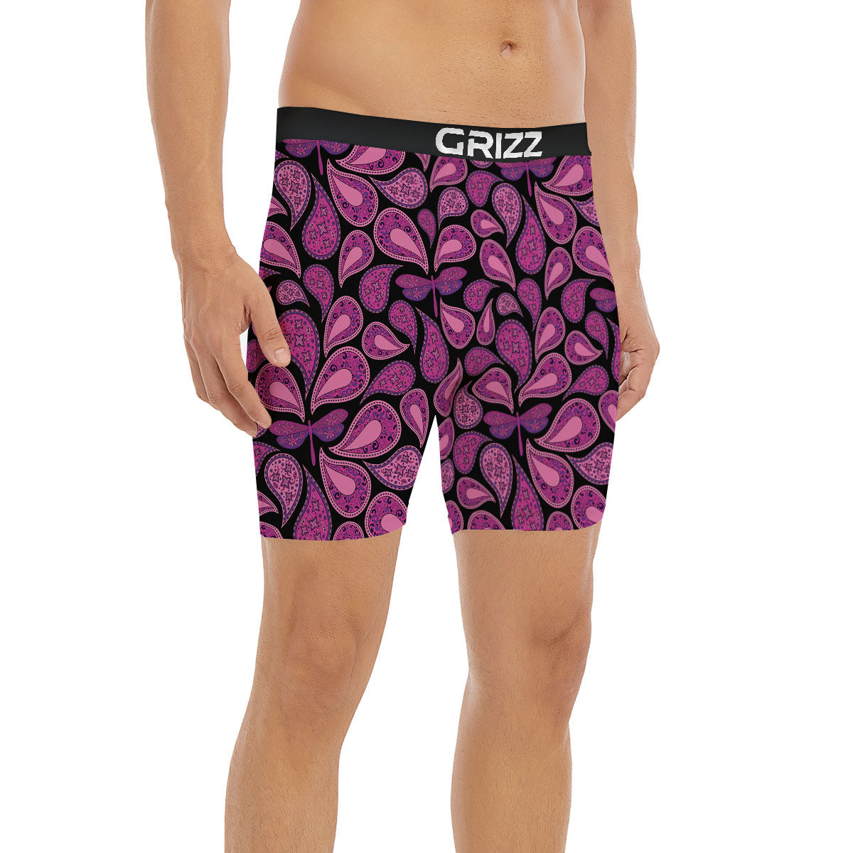 Paisley Purple Print Pattern Boxer Briefs-grizzshop
